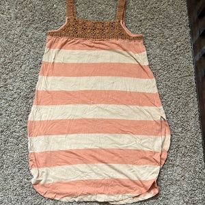 Free People Crochet Dress or Coverup Orange and Peach Striped Size Large